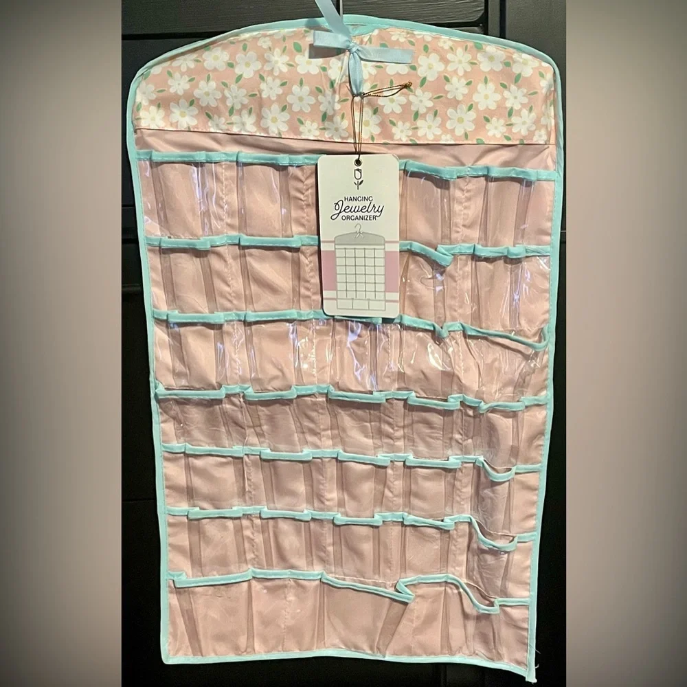 Hanging Jewelry Organizer - Pink Floral Design - Picture 1 of 4